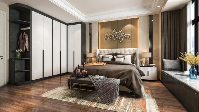 现代轻奢后现代主卧3D模型下载